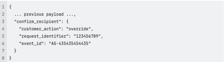 New request body for verification of recipient regulation