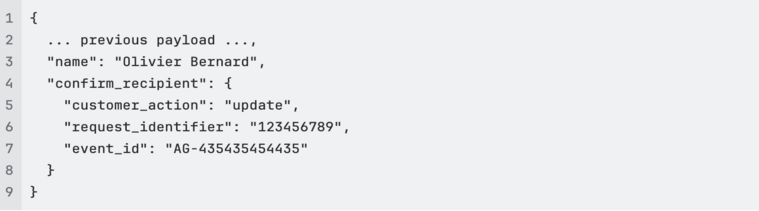 New request body for verification of recipient regulation
